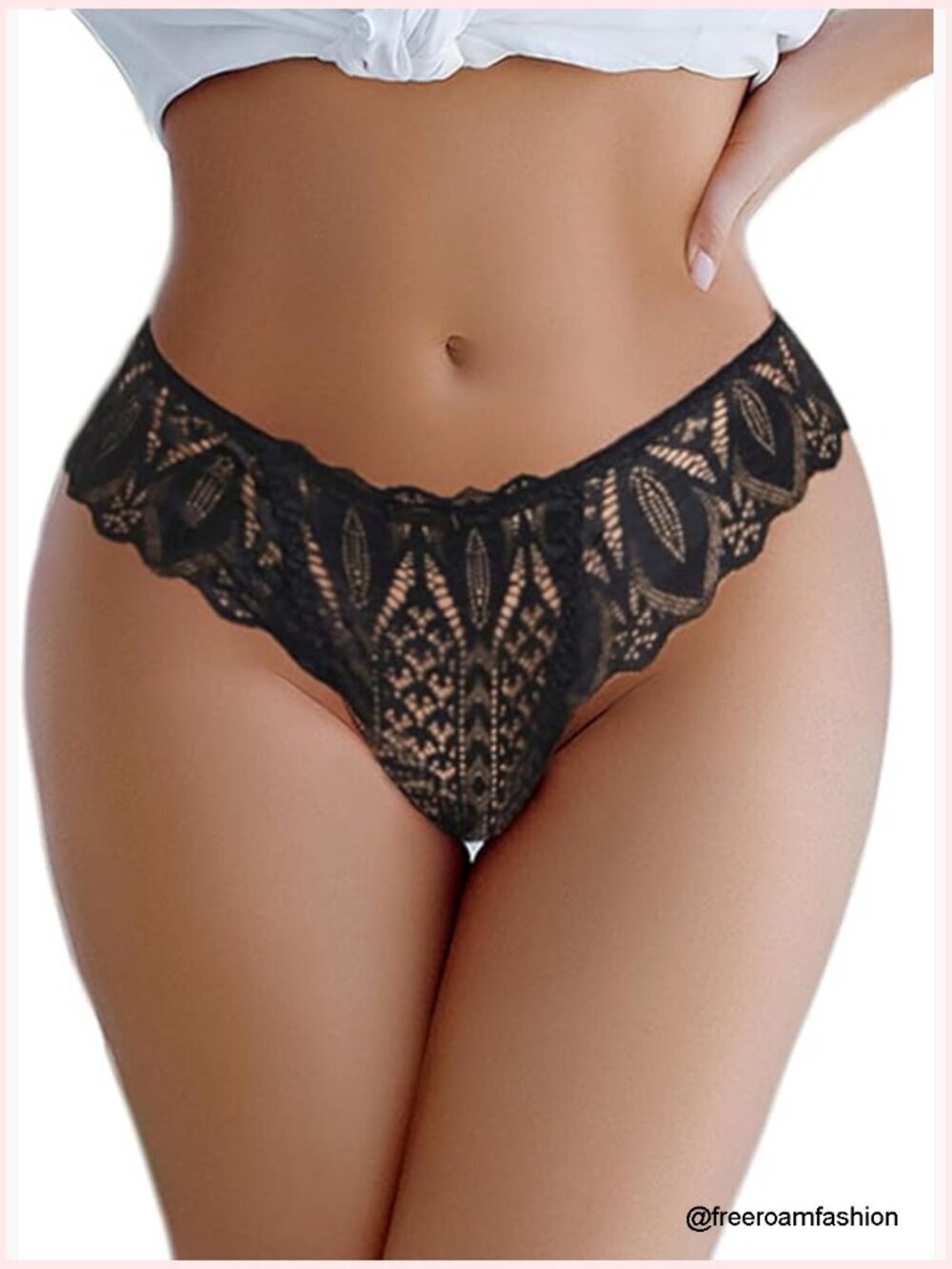 Lace Thong Panties Low Waist Cross Back Cheeky Bikini Underwear